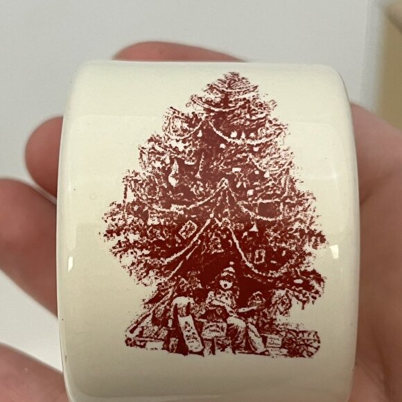 Vintage 2004 Square Nest Ceramic Napkin Rings Holders Christmas Tree Set Of Four - Picture 4 of 16